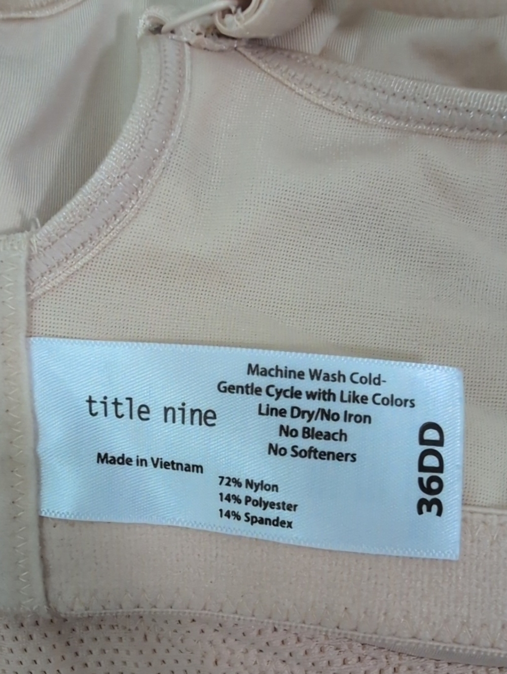 Title Nine Bra, Underwire, Nude, Padded Shoulder Strap, Women's 36DD - Picture 8 of 8